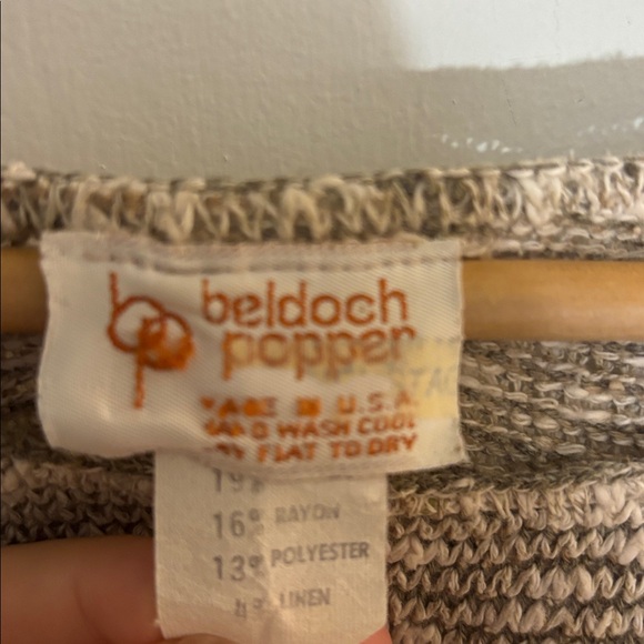 VTG 80s 90s Beldoch Popper sleeveless sweater top Womens Camo Abstract Linen - Picture 3 of 6